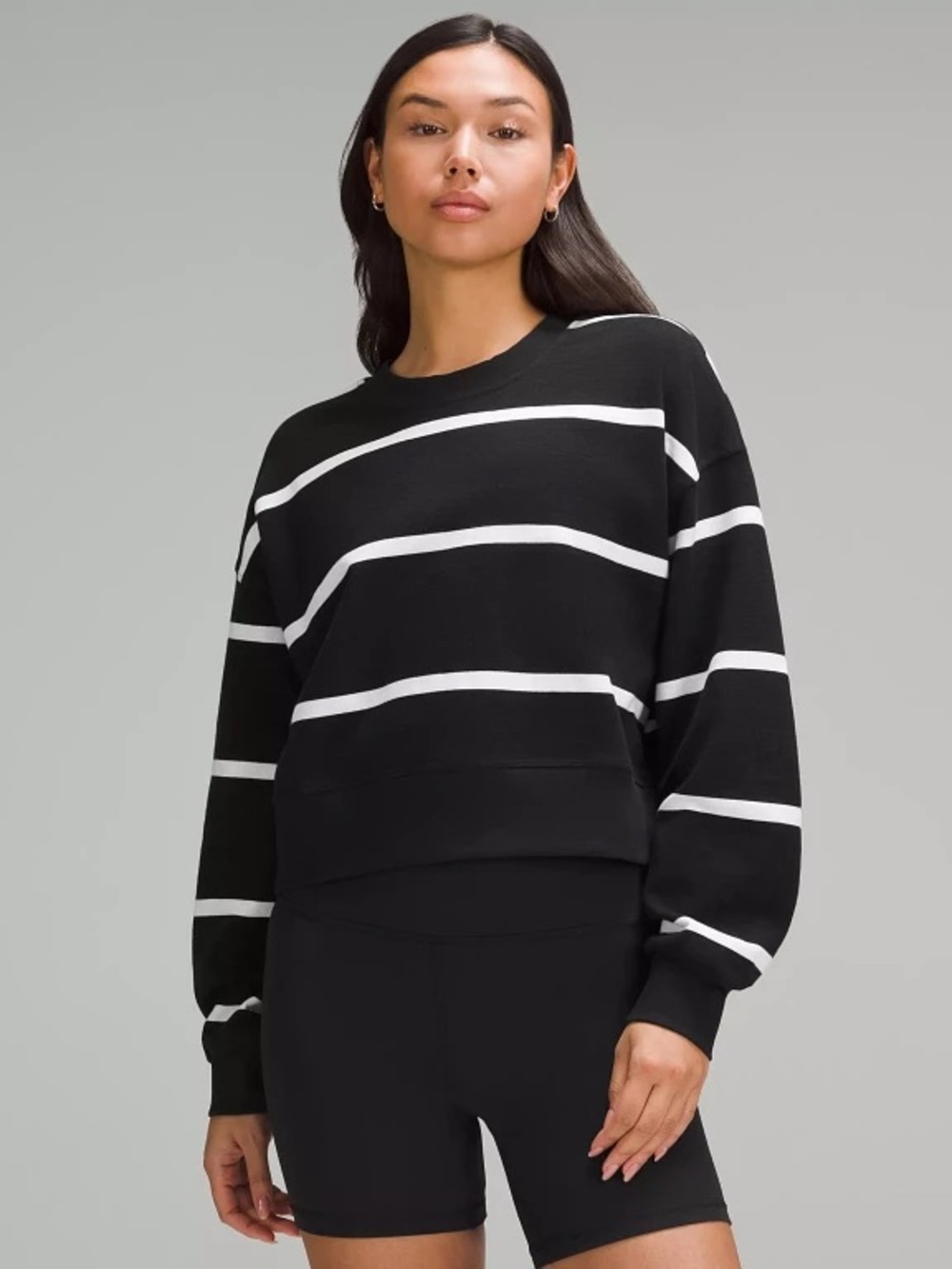 Lululemon Athletica Perfectly Oversized Cropped Crew Stripe - Size 2